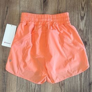NWT Lululemon Track That High Rise Shorts In Sunny Coral Size 4